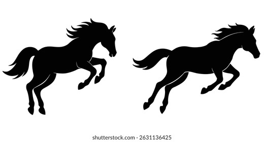 Two horse jumping silhouette vector