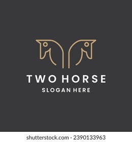 two horse logo template vector illustration design