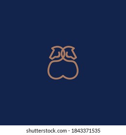 two horse running icon vector logo abstract