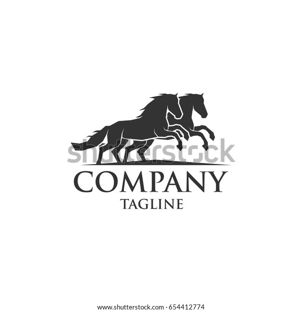 Two Horse Running Icon Vector Logo Stock Vector (Royalty Free) 654412774