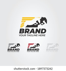Plantilla de logotipo de dos caballos en marcha
