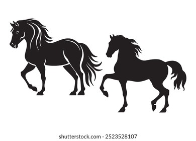 Two Horse silhouette vector illustration.