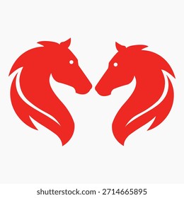Dos caballos enfrentados Diseño de logotipo