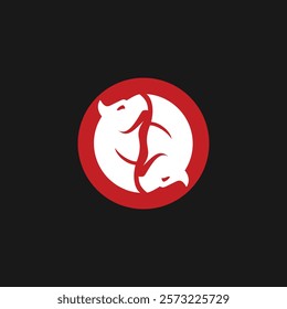 two horses logo design yin and yang concept