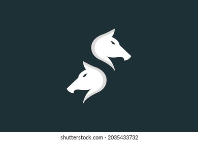 Two horses logo forming the letter S.