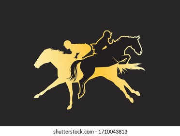 Two horses vector illustration, flat design
