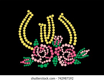Two horseshoes with flowers