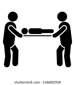 Two hospital assistants taking a patient on a stretcher depicting the hospital emergency situation 