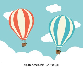 Two Hot Air Balloon with Cloud vector