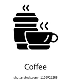 Two hot cups of drink with smoke coming out depicting coffee