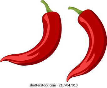 Dos pimientos calientes, ilustración, vector sobre un fondo blanco.
