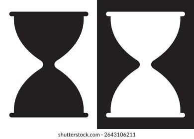 Two Hourglasses In Black And White Illustration Vector Time Concept. Hourglass icon, vector. Two-tone version on black and white background. 