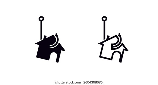 Two house icons with antennas symbolize strong communication and signal reception.