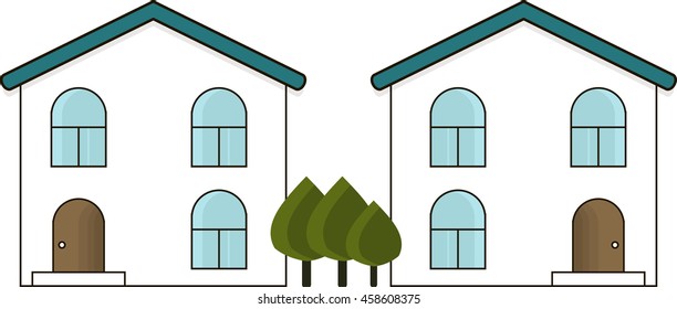 Two house illustration for web design in vector, real estate
