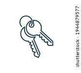 Two house key line icon on white background. Security lock and unlock for door car and house. Thin line of home key icon