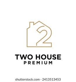 Two House letter logo icon design illustration template