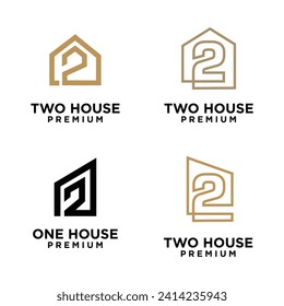 Two House letter logo icon design illustration template