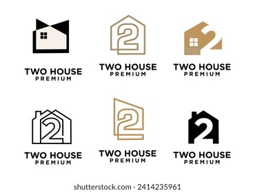 Two House letter logo icon design illustration template