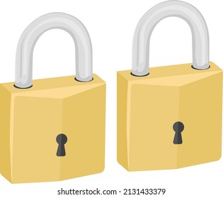 Two house locks, illustration, vector on a white background.