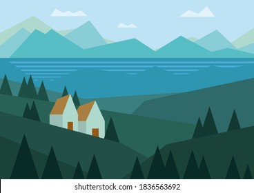 two houses are by the river