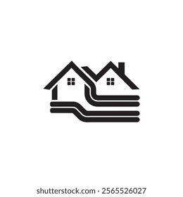 Two Houses Connected by Pipe Logo