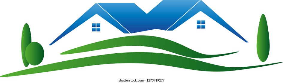 Two houses and meadow logo
