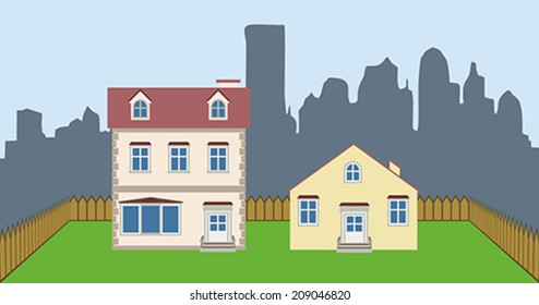 Two houses in the suburbs