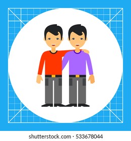 Two Hugging Male Friends Icon