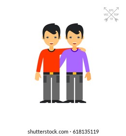 Two Hugging Male Friends Icon