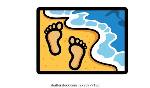 Two human barefoot footprints on sand