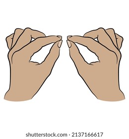 Two human female hands in pinch gesture. Cartoon style.