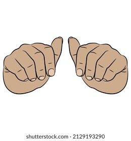 Two human hand in fist gesture. Front view. Cartoon style.