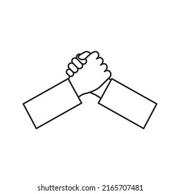 Two human hands arm wrestling. Vector icon.