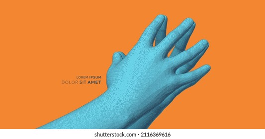 Two human hands. Business concept. 3D vector illustration. Design for banner, flyer, poster, cover or brochure.