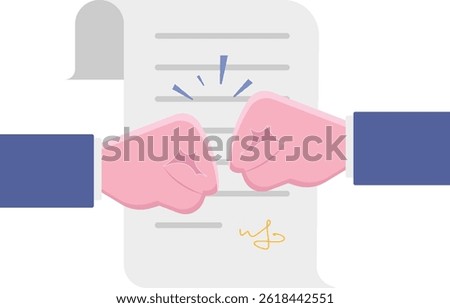 two human hands giving first bump, successful agreement concept

