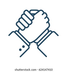 Two human hands holding each other vector icon in meaning Competition or Arm Wrestling