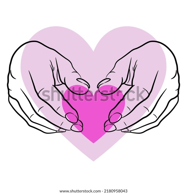 Two Human Hands Holding Heart Symbol Stock Vector Royalty Free 2180958043 Shutterstock