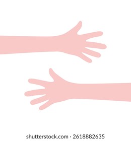 two human hands hugged tightly friend or lover. simple flat style trend modern abstract graphic art design isolated on white. concept of warmth and tender hugs between close relatives and good friends