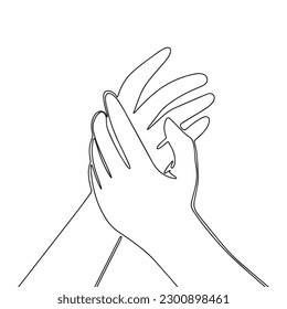 Two human hands, one line continuous. Line art palm, arm outline vector illustration.