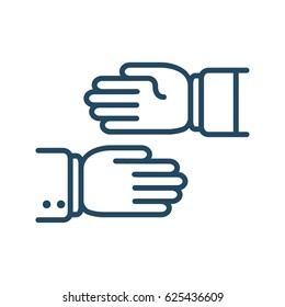 Two Human Hands Reaching Toward Each Other for Greeting or Handshake vector icon