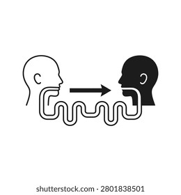 Two human heads with connected lines