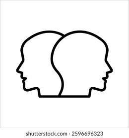 Two human heads Icon Symbol isolated white background. vector illustration. color editable.