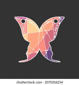 Two human heads make silhouette of insect