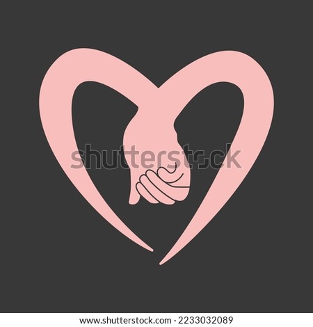 Two Human heads with paper red hearts - symbol Love and relation