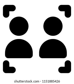 
Two human like signs inside a focus square, showing icon for target audience
