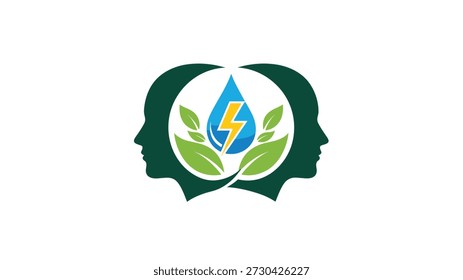 Dos perfiles humanos enfrentados con símbolos ecológicos como el agua y las hojas que representan una conciencia ambiental compartida.