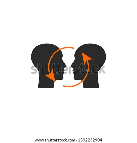 Two human profiles, symbol of communication, logo of psychologist. Vector illustration