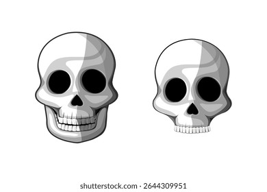 two human skull design isolated on the white background.horror and halloween concept signs and symbols simple vector illustration.