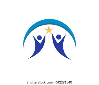 two human and star logo design 