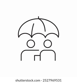 two human under umbrella icon sign vector